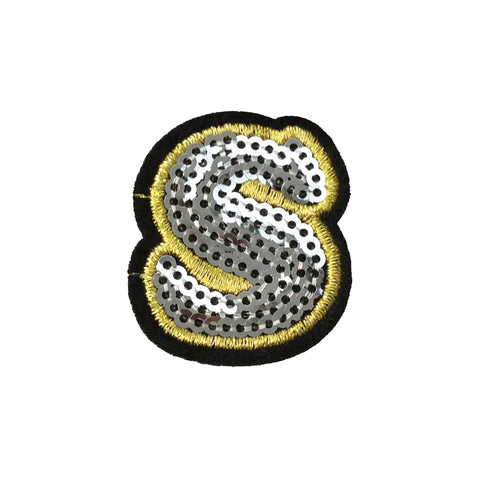 PC4001S - Sequin Silver Letter S (Iron On)