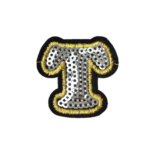 PC4001T - Sequin Silver Letter T (Iron On)