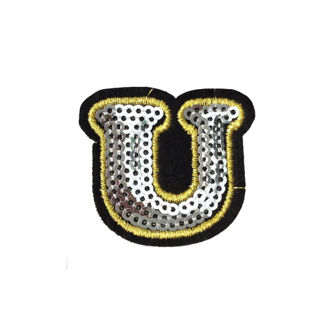 PC4001U - Sequin Silver Letter U (Iron On)