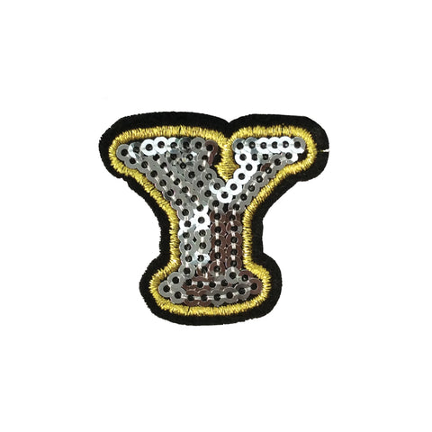 PC4001Y - Sequin Silver Letter Y (Iron On)