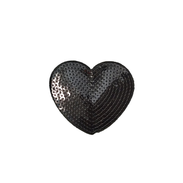 PC4035 - Sequin Black Heart (Iron On)