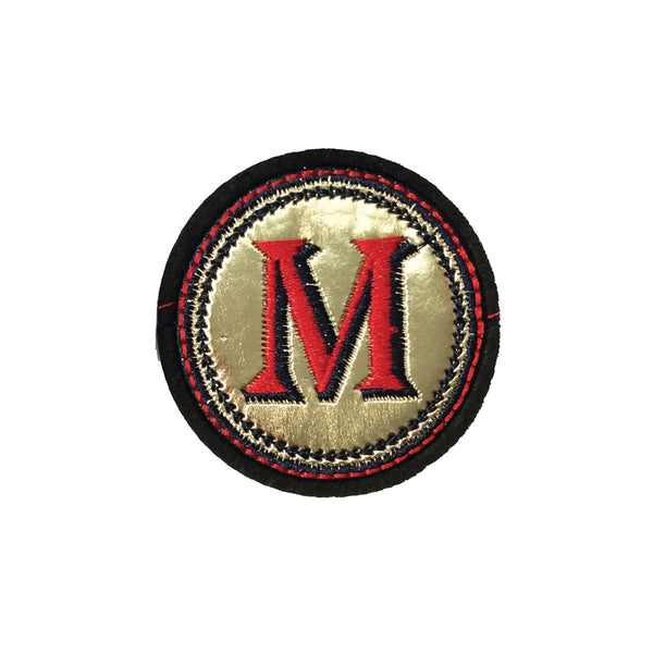 PC4087 - Golden Red Letter M (Iron On)