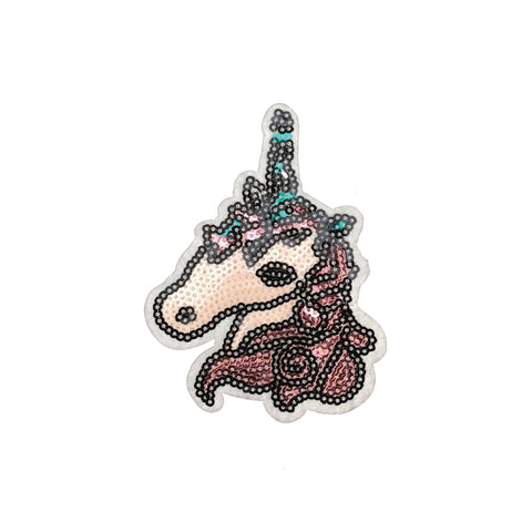 PC4095 - Sequin Pink Unicorn Head (Iron On)