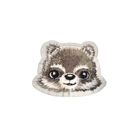 PC4096 - Grey Raccoon Bear Head (Iron On)