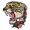 PC4153 - Roaring Tiger Head In Pink Flowers (Sew On)