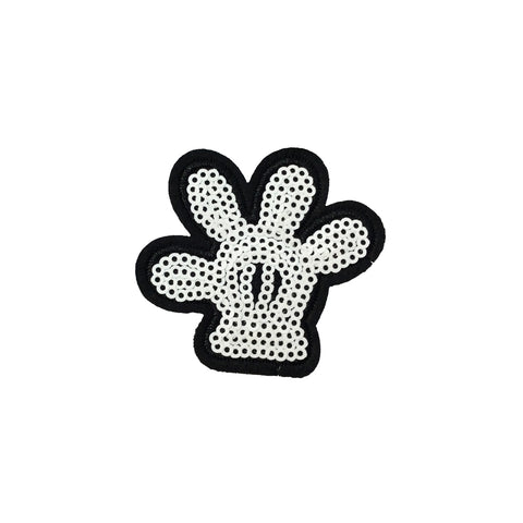 PH1019C - Sequin Small Mickey White Hand (Iron on)