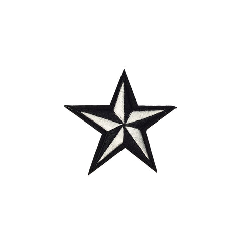 PS1719B - White Black Star (Iron on)
