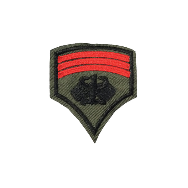 PT1260B - Army Green Red Stripes Badge (Iron on)