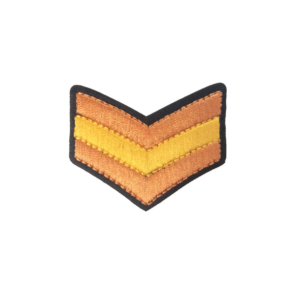 PC2927B - Army Badge Orange Down Stripes (Iron On)