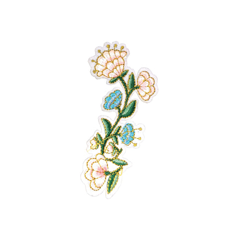 PC3506 - Pink Blue Long Flower (Iron On)