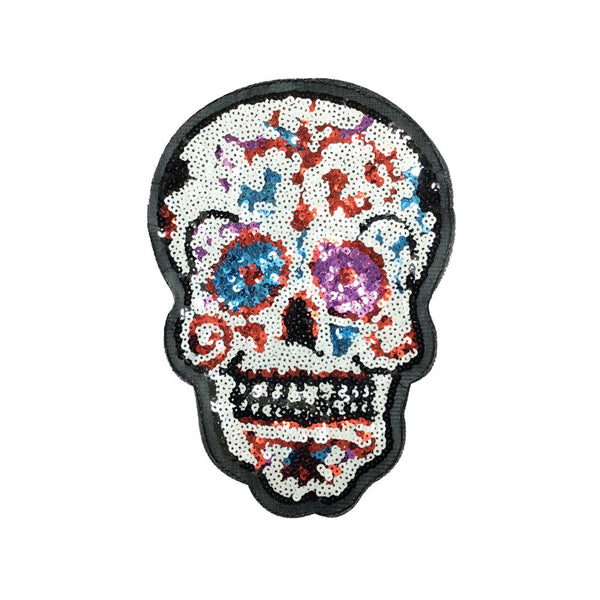 PC3346 - Sequin Skull Sugar Skull (Iron On)
