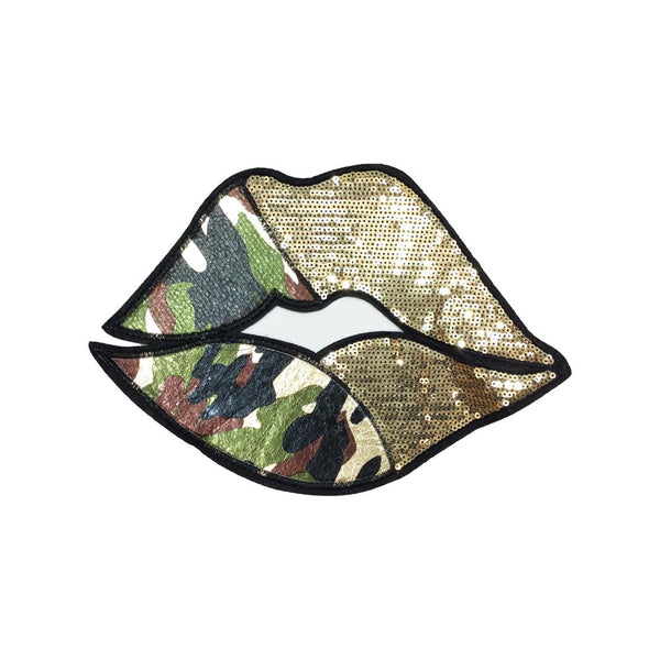 PC3339 - Camouflage Army Gold Lips (Sew On)
