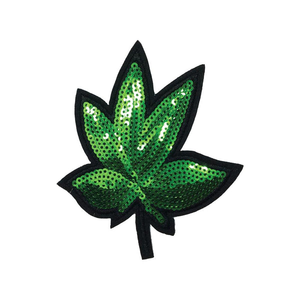 PC3307 - Sequin Marijuana Weed Leaf (Iron On)
