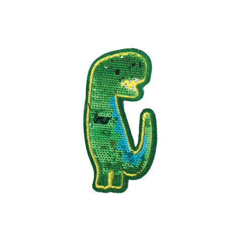 PC3851 - Sequin Green Tyrannosaurus Rex T-Rex Dinosaur (Iron On)