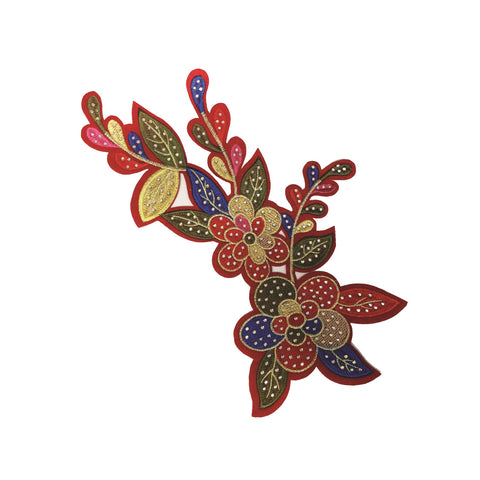PC3080B - Red Base Multi Colour Petal Flower (Iron On)