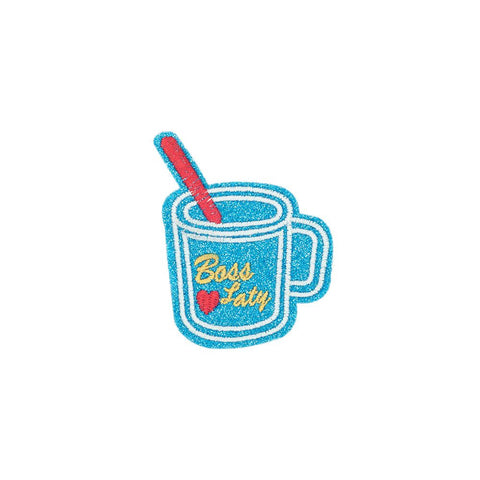 PC2694 - Blue Glitter Boss Lady Drink Cup (Iron On)