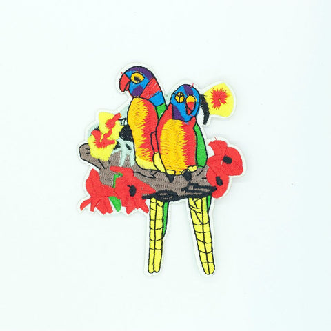 PC2509 - Two Funny Parrots Bird (Iron On)