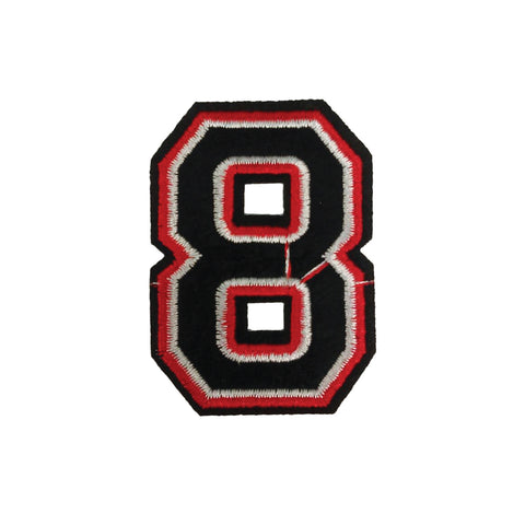 PC2922H - Black and Red Number 8 (IRON ON)