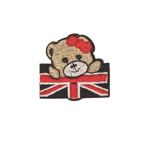 PC2306 - Cute Bear with union jack small (Iron on)