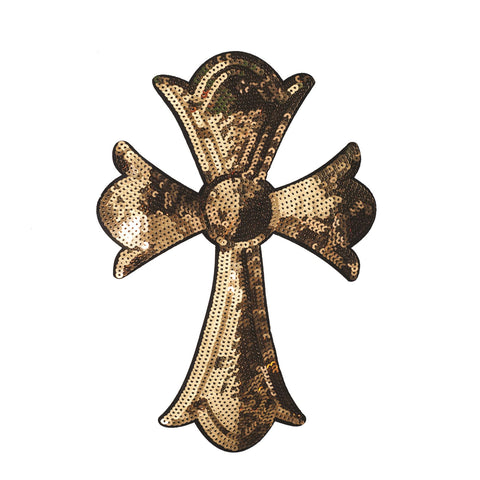 PC2329 - Gold Sequin Cross XL (Sew on)