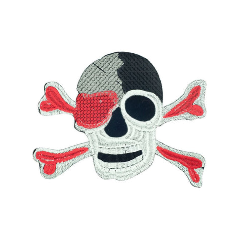PC2564 - Red X Black Skull M (Iron On)