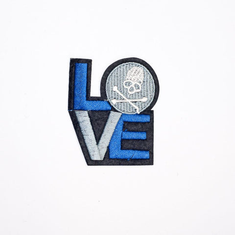 PC2199 - Blue Love Skull (Iron On)