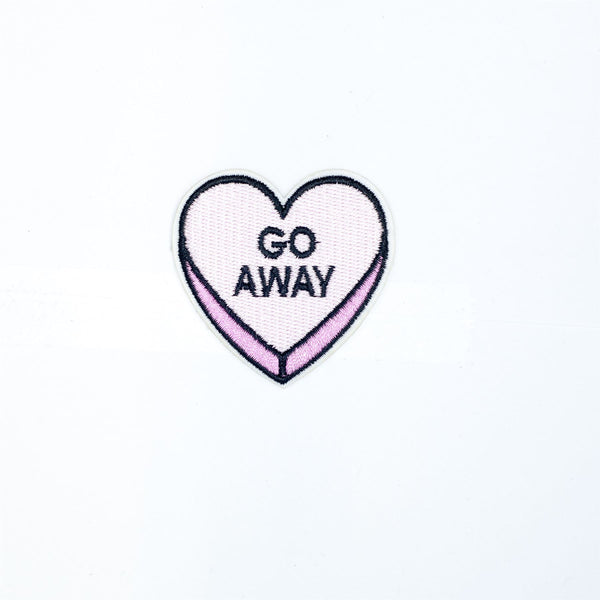 PH2018A - Go Away Heart Pink Cartoon Text (Iron On)