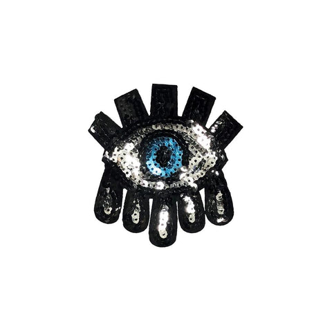 PC2323E - Silver Sequin Eye with Tears S (Iron On)