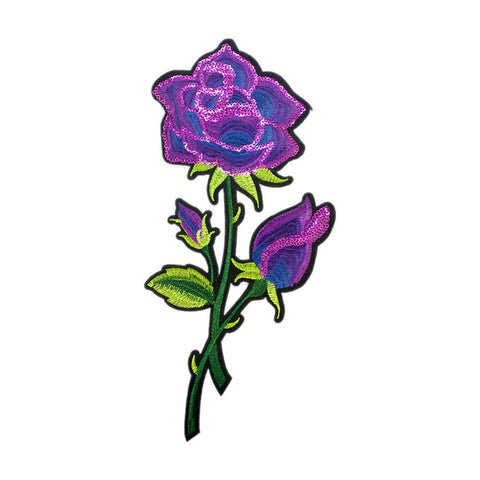 PC2858 - Sequin Purple Rose Flower (Iron On)