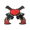 PC3578 - Two Gun Duel Red Heart (Iron On)