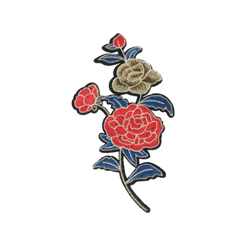 PC3600 - Glitter Lined Roses Flower L (Iron On)