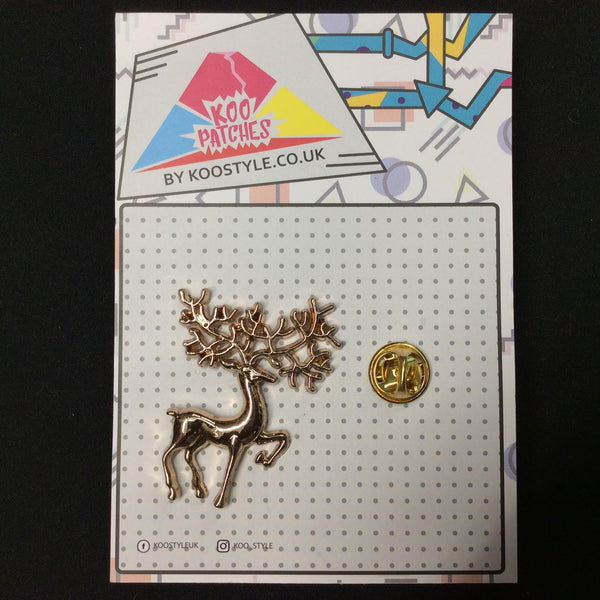 MP0213 - Gold Deer Reindeer Metal Pin Badge