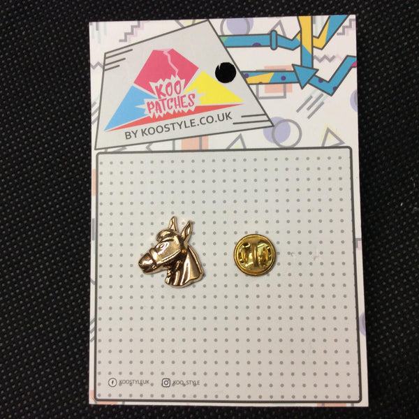MP0081 - Gold Horse Head Metal Pin Badge