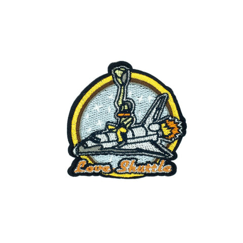 PC2594 - Love Shuttle Rocket Round Badge (Iron On)