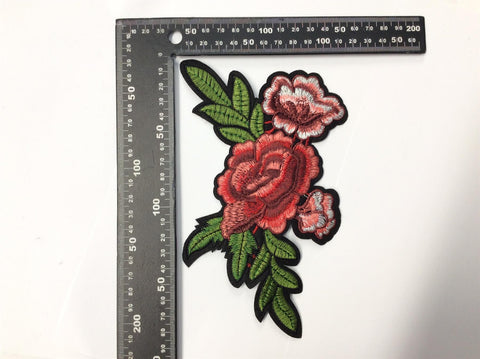 PC2697B - Red Flower Green Leaves S (Iron On)