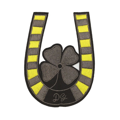 PC3106 - Yellow Stripes Lucky Clover Horseshoe (Iron On)