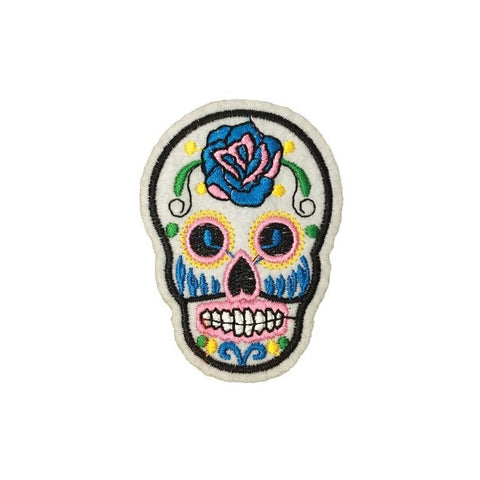 PC3490E - Pale Blue Sugar Skull (Iron On)