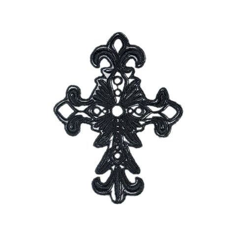 PC2872 - Black Transparent Cross Decorative (Sew On)