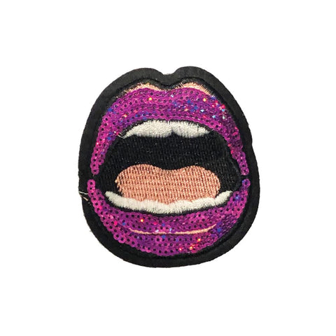 PC4114B - Sexy Open Mouth Lips Purple Ah (Iron On)