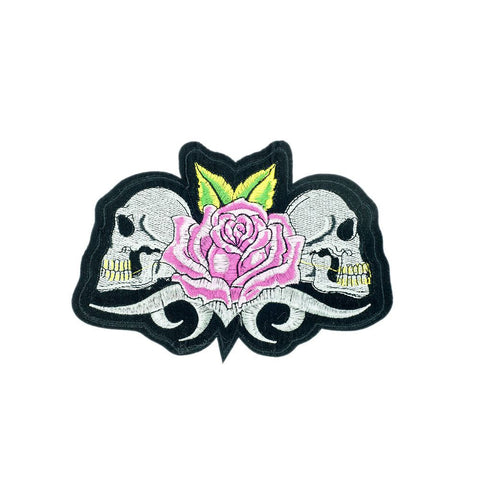 PC2662 - Rosy Pink Flower Skull Biker (Iron On)