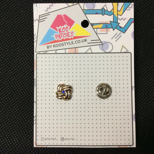 MP0059 - Blue Stone Gold Pattern Button Metal Pin Badge