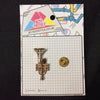MP0107 - Gold Stone Trumpet Musical Instrument Metal Pin Badge