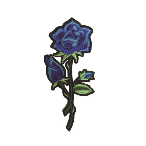 PC3094 - Blue Budding Rose Flower (Iron On)
