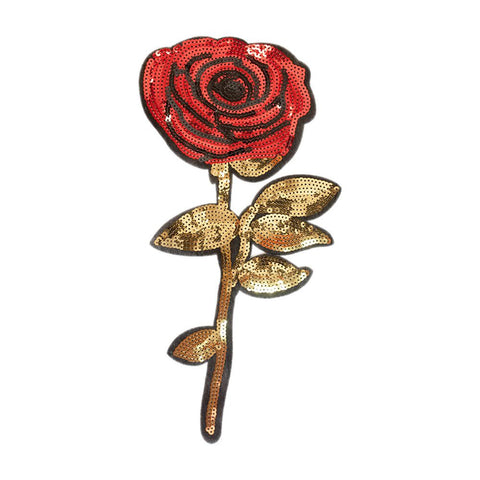 PC2857 - Sequin Red Rose Flower (Iron On)
