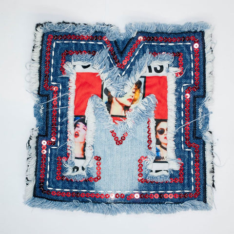 PC2840 - Denim M Letter Sequin L (Sew On)