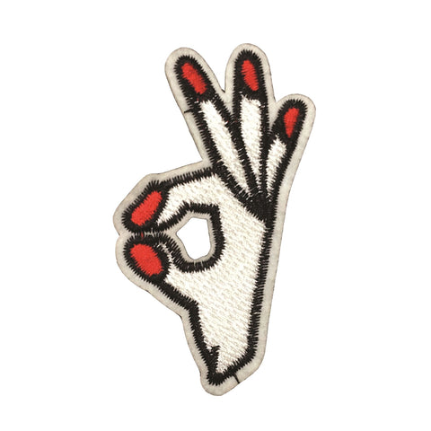 PC3121 - Red Nail OKAY Hand Sign (Iron On)