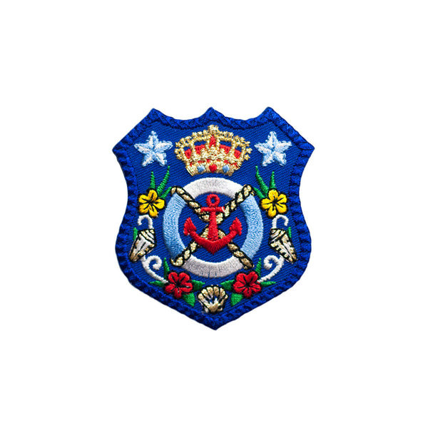 PH821 - Blue Anchor Crown Badge (Iron on)