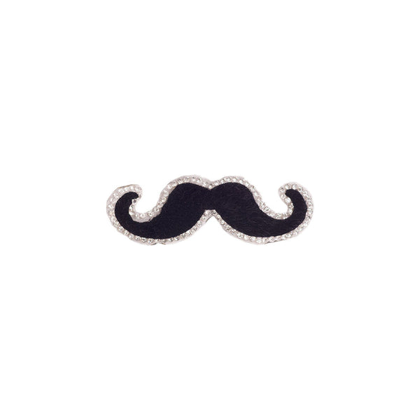 PT1844 - Black Stone Moustache (Iron On)