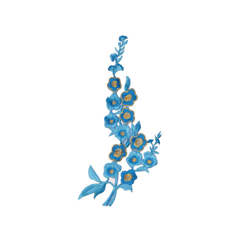 PT1860 - Gold Lines Blue Flower XL (Iron on)