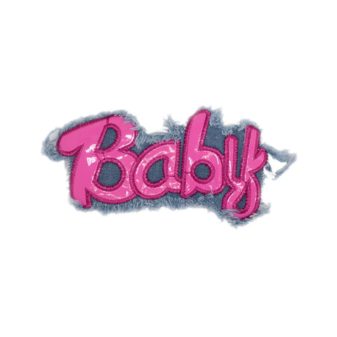 PT1800 - Pink Denim Baby Text (Sew On)